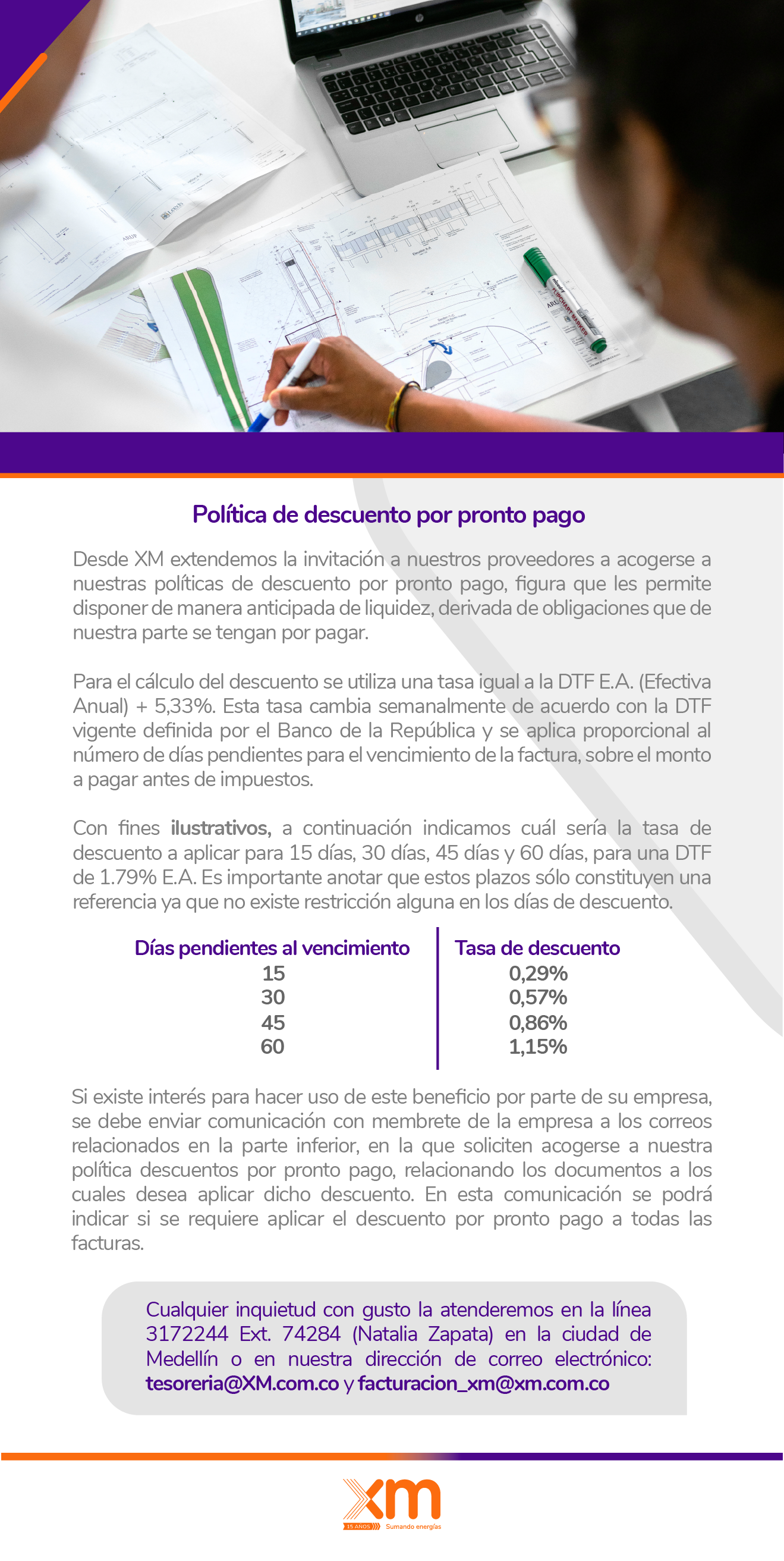 Conoce la política de descuento por pronto pago