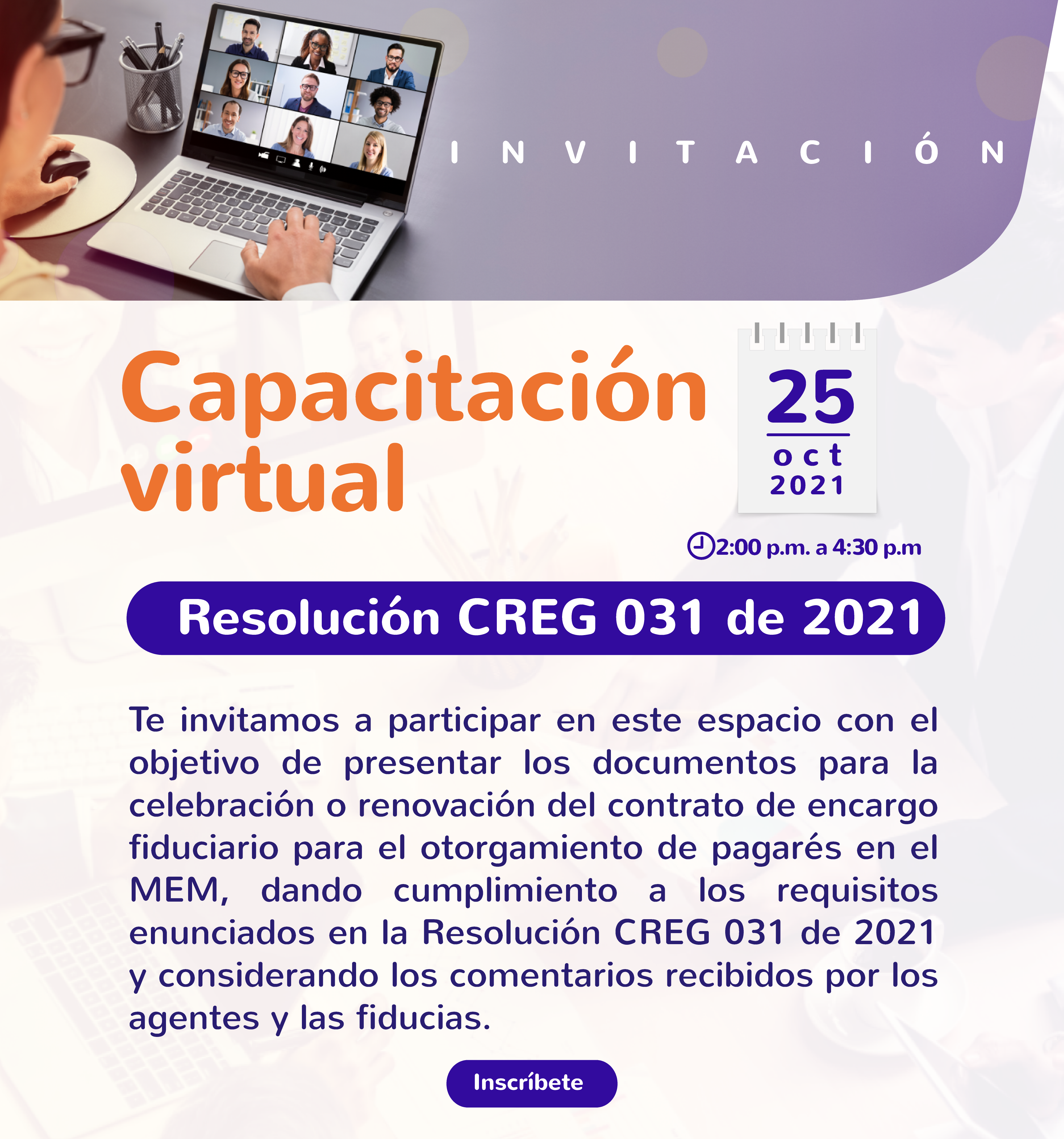 Inscríbete y participa en la capacitación de la Resolución 031 de 2021